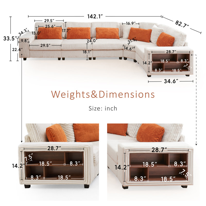 5 - Piece Upholstered Sectional