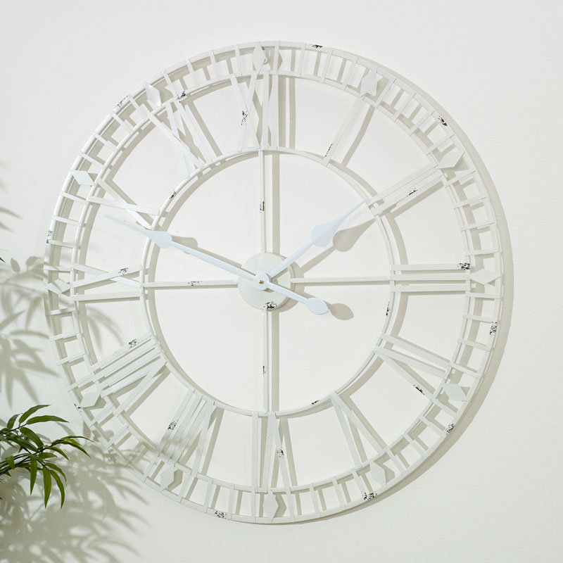 Lowman Metal Wall Clock, White, Large