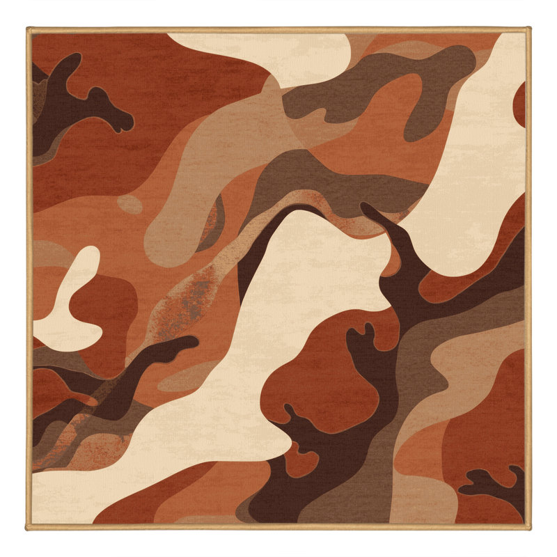 Tapis brun doux et moelleux à motif abstrait Elbridge, Carré 8 pi