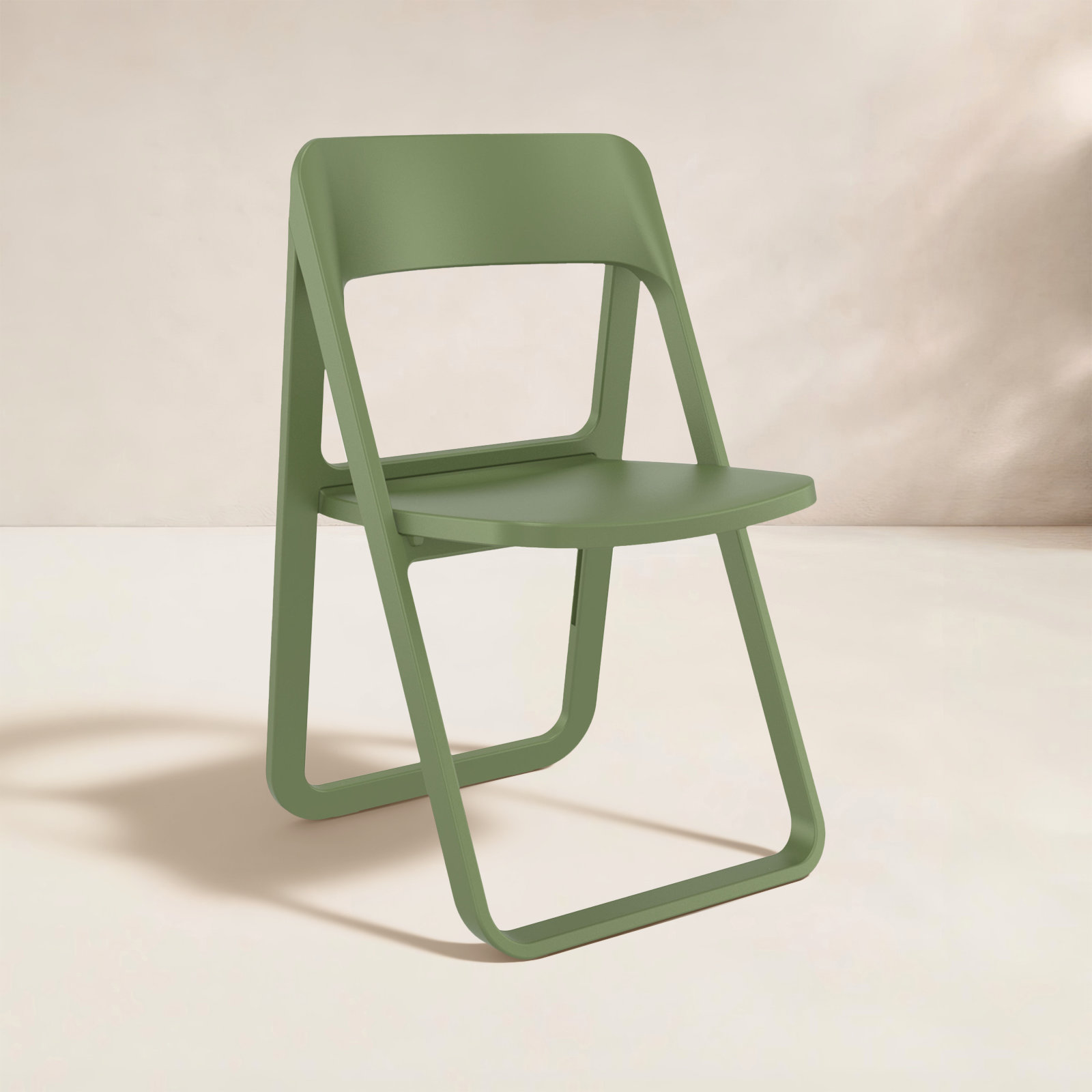 Armo Foldable Patio Side Chair, Olive Green