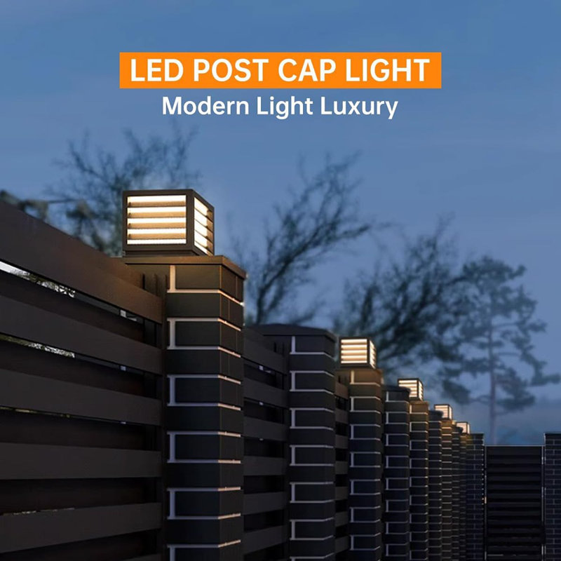 Outdoor Post Cap Lights, 9.8" × 8.3" Modern Luxury Post Lantern, Matte Black, IP65 Waterproof Stainless Steel Exterior Column Light For Gardens,Yards,Balconies,Passages Or Entrances,Etc