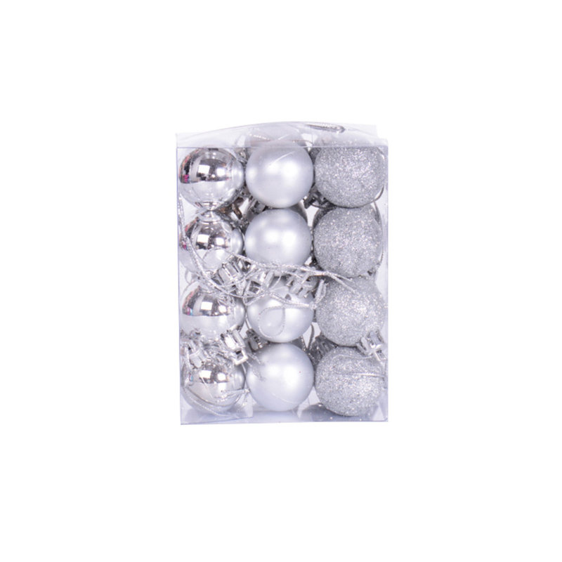 Ornement 24 boules en plastique, Argent