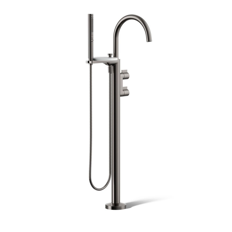 Components Floor-Mount Bath Filler Trim, Knob Handle, Silver