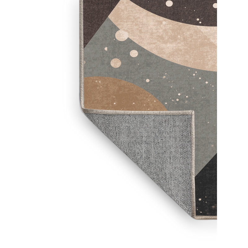 Tapis gris et beige à motif géométrique moderne et contemporain Pavni, 4 x 6