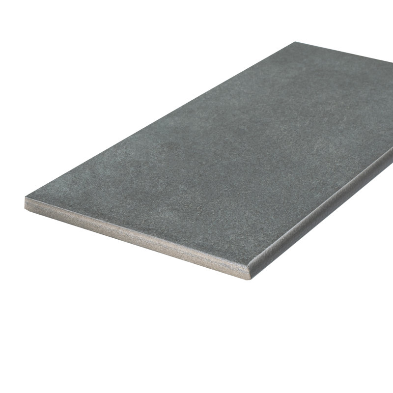Twenties 8" x 4" Matte Ceramic Bullnose Tile Trim in Dark Gray