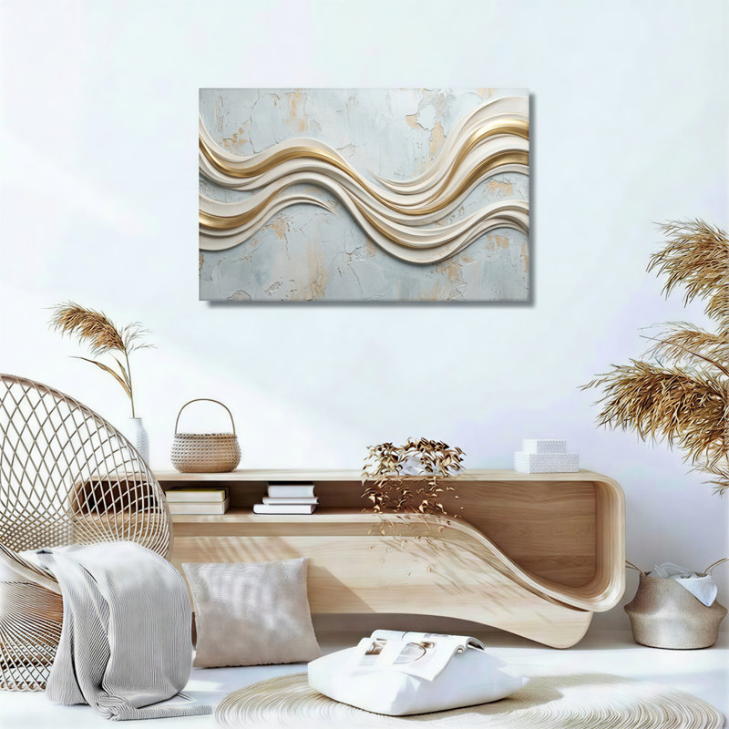 Motif de vagues, art mural sur toile, ensemble de 1, H 28 po x l 40 po, Wrapped Canvas