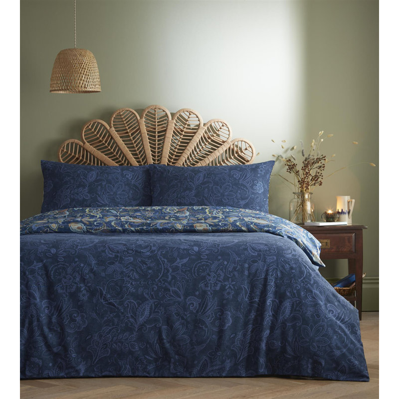 Leela Paisley Duvet Cover Set with Pillowcases Included, Blue, 135 x 200 cm