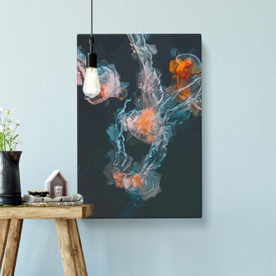 Peach Jellyfish in Abstract - Wrapped Canvas
