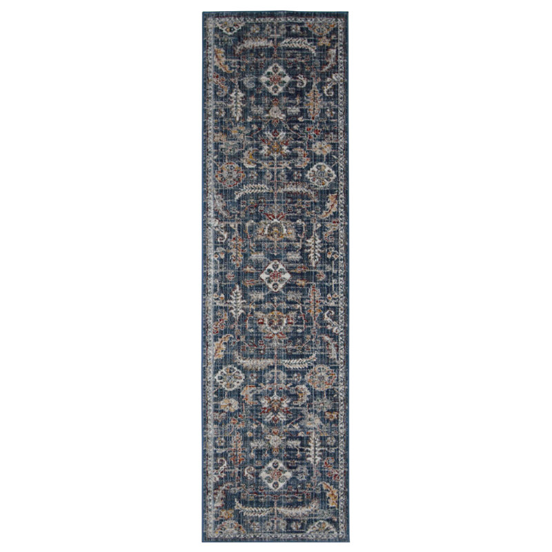 Oriental Machine-Made Blue Area Rug, Runner 2'8" x 8'