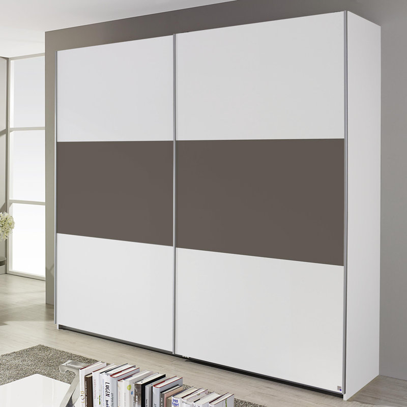 Borba BORBA 2 Sliding Door Wardrobe INCL. Delivery and Assembly, 210cm H x 218cm W x 59cm D, White, White / Black