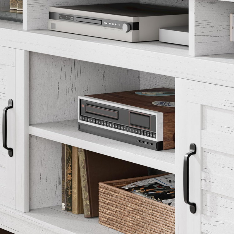 Farmhouse TV Stand with Adjustable Shelves & Cabinet Doors, 70.9" Entertainment Center for Living Room or Bedroom