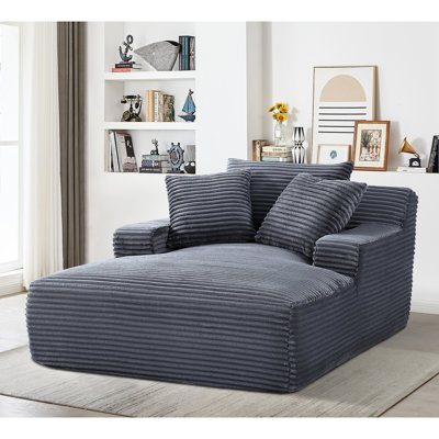 Comfy Sleeper Sofabed Chair In Grey Corduroy - Oversized With Full Foam Cushioning For Living Room And Bedroom, No Assembly Cushioning, Easy Unbox