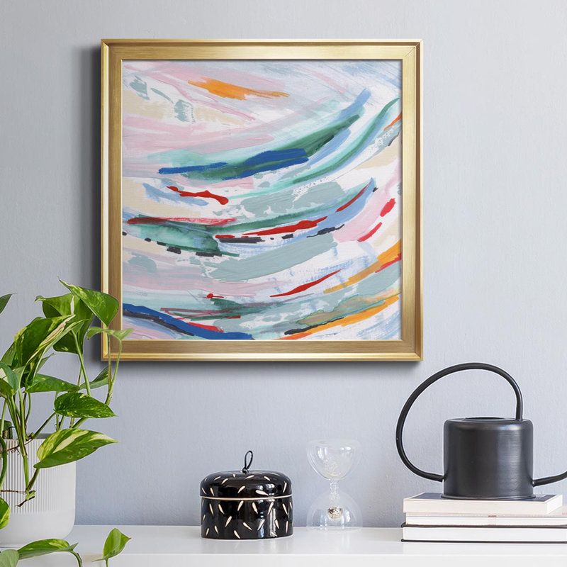 Waterway II - peinture sur toile encadrée, Or, H 34,5 po x l 34,5 po x P 1,5 po