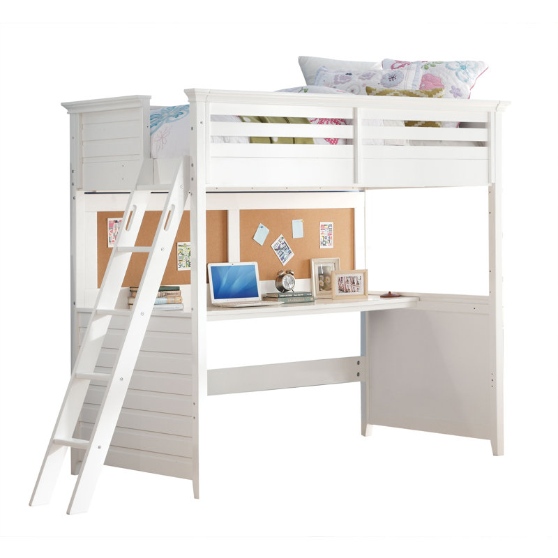 Arabella Twin Solid Wood Platform Loft Bed with Built-in-Desk by Harriet Bee