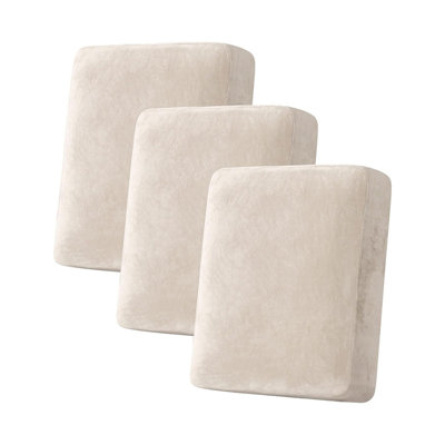 Velvet Plush Fabric Box Cushion Slipcover Machine Washable