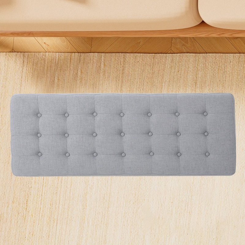 43.48" W Tufted Upholstered Bench, Light Gray
