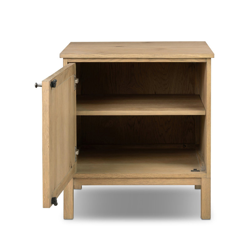Alessio Left Nightstand-Aged Natural Oak, Natural Oak, Left