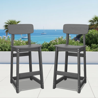 Simple and Modern HDPE Outdoor Bar Stool Adirondack Chair Set of 2 by Winston Porter