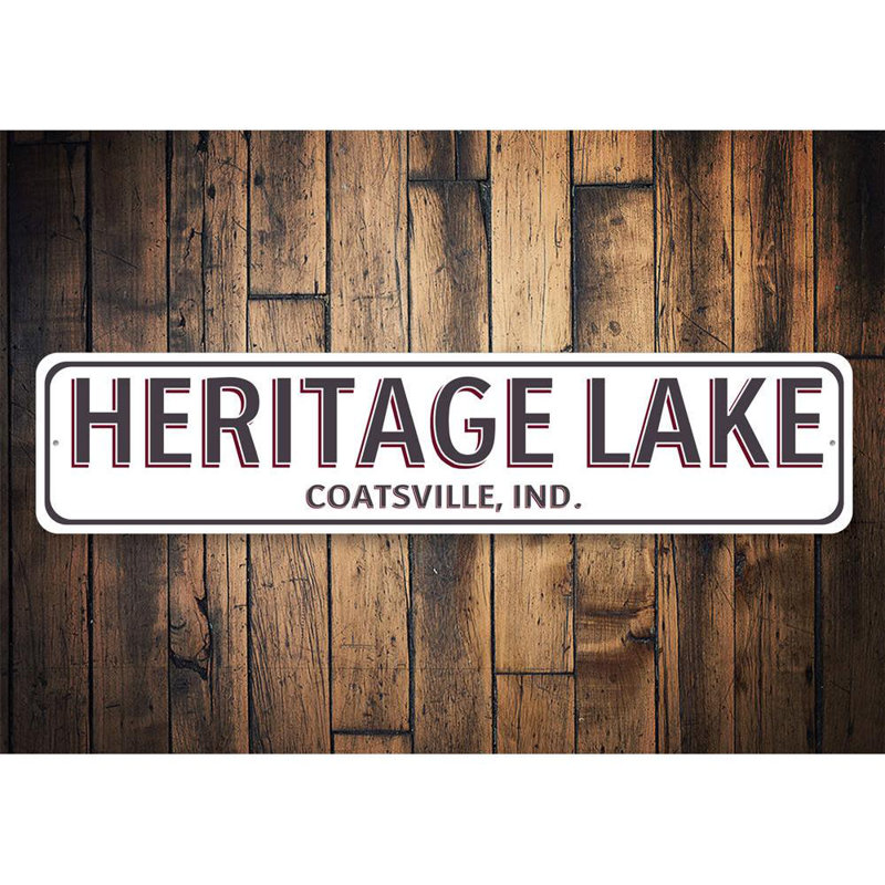 Plaque en aluminium Lake House City State, H 4 po x l 18 po x P 0,04 po