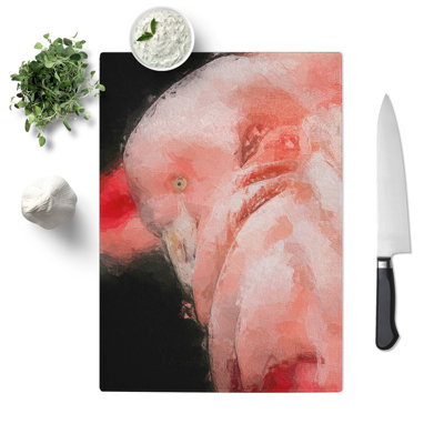 Tempered Glass Flamingo Art Chopping Board