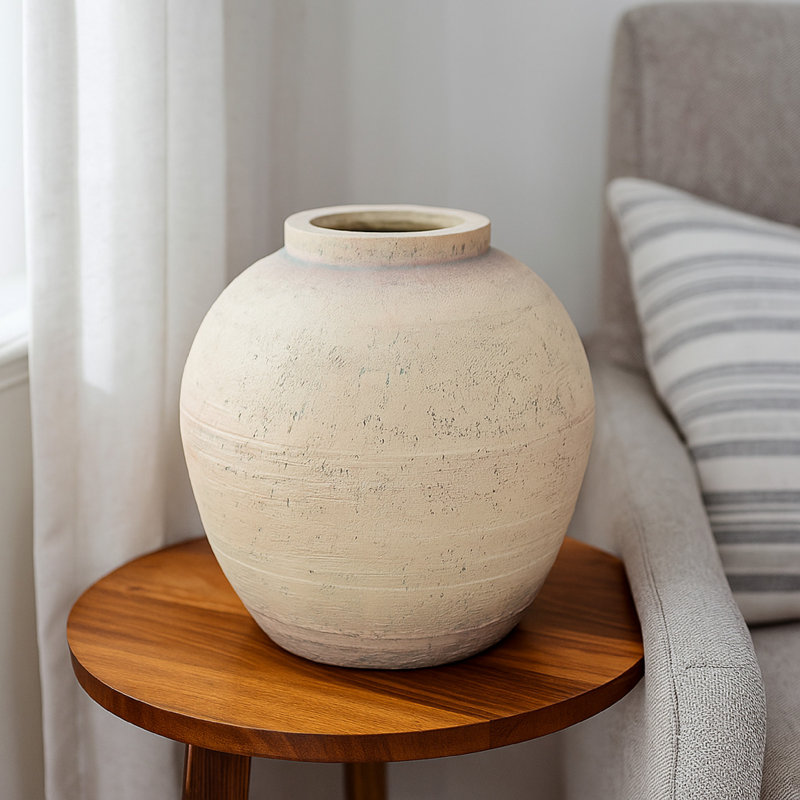 Kilu Decorative Vase, Rugged Texture Metallic , 14" H x 13" W x 13" D