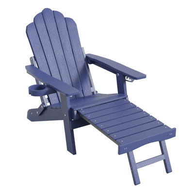 Ensemble de 2 chaises Adirondack pliantes avec porte-gobelet et repose-pieds rétractable HiPS pour patio