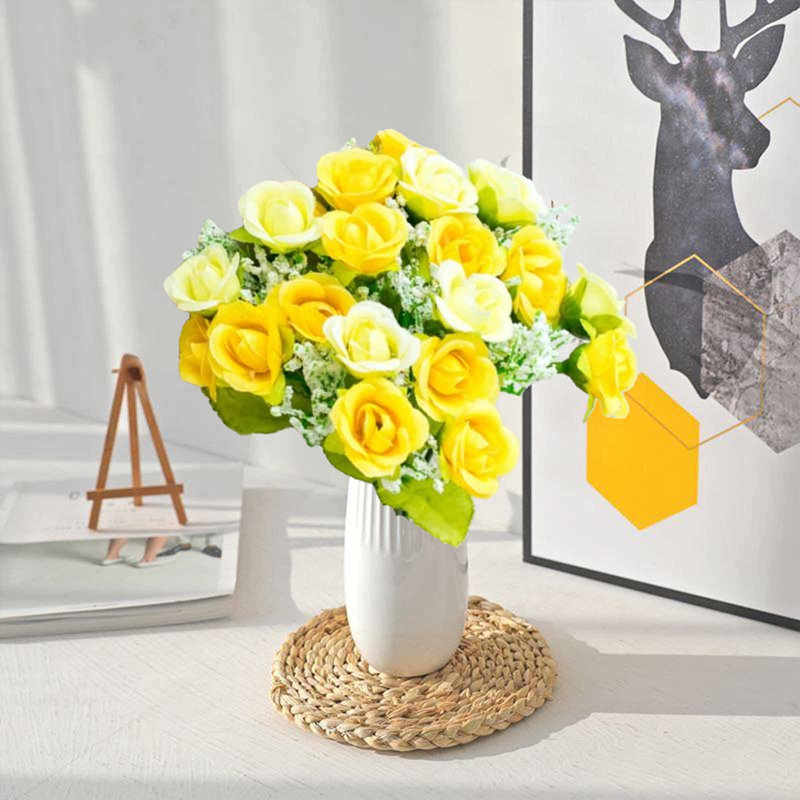  Fleurs artificielles artificielles Fleurs en soie artificielle haut de gamme Fleur artificielle diamant rose 7 fourchettes 21 têtes Décoration de fleurs en plastique