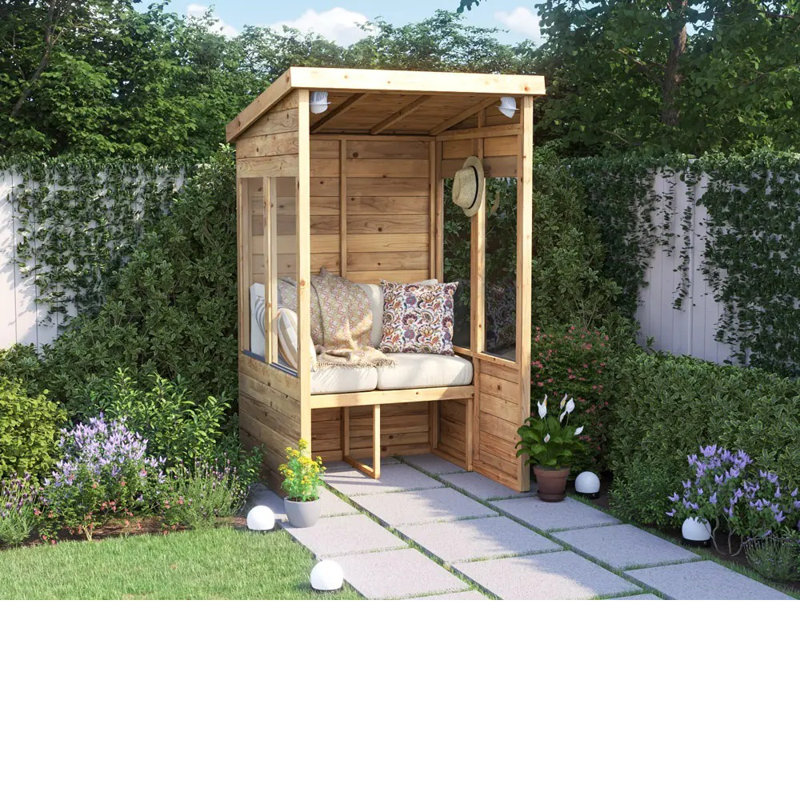 Dunster House Garden Arbour With Glazed Panels, Pressure Treated, Apocallipo, 200cm H x 127cm W x 120cm D