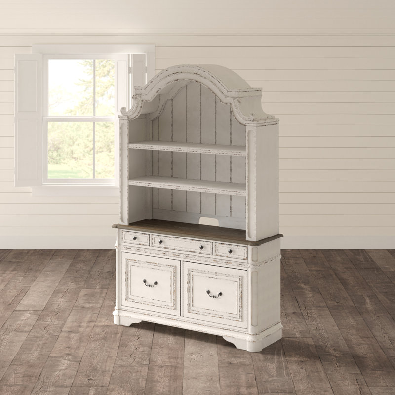  Colchester Corner Credenza Desk w/ Hutch & Touch Lighting