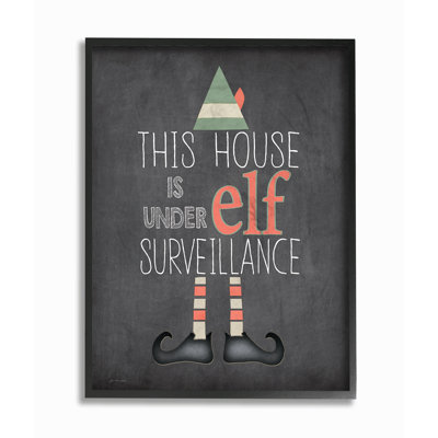 «Holiday Elf surveillance Chalkboard Typographie», reproduction d'impression sur toile