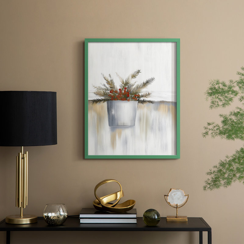 «Christmas Holiday Art CDX III», reproduction encadrée - bois massif, H 15 po x l 12 po, Vert