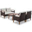 Ensemble de conversation de patio 4 pièces avec table en bois-638844144
