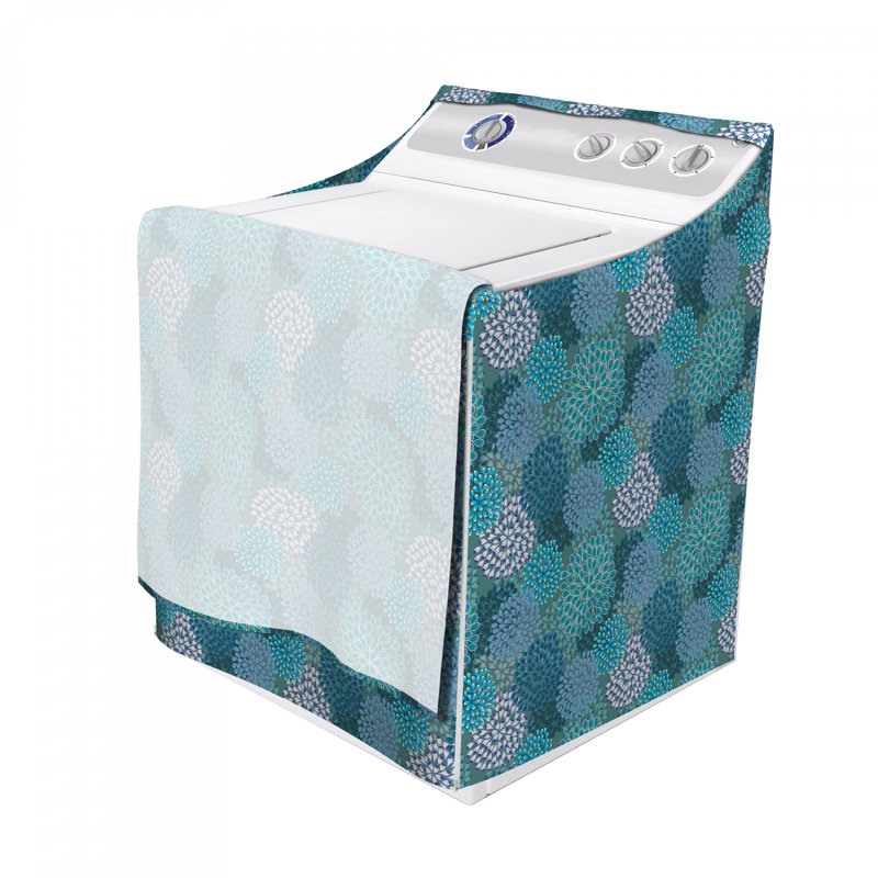 Housse pour machine à laver abstraite, Bleu, Floral 2