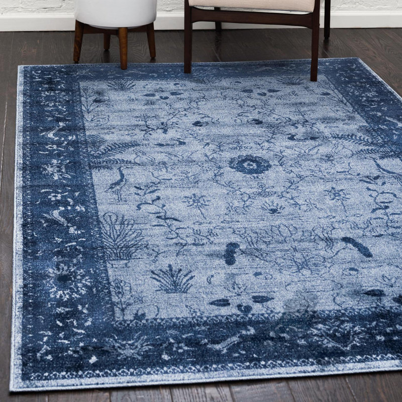 Tapis bleu marine Godina, Rectangle 10 pi x 14 pi 1 po