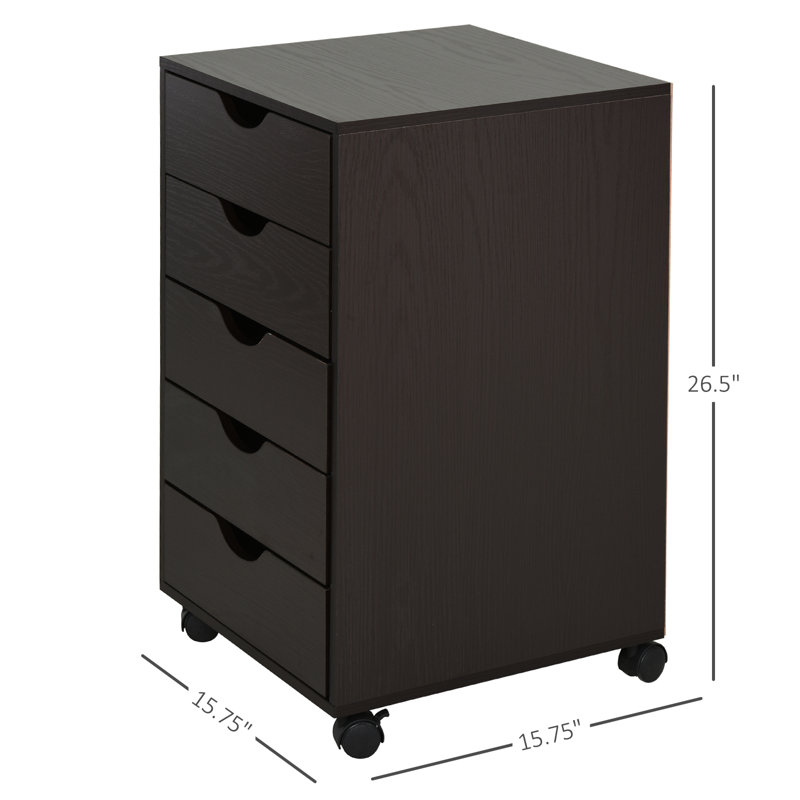Laga 15.75'' Wide 5 - Drawer Filing Storage Cabinet, Brown