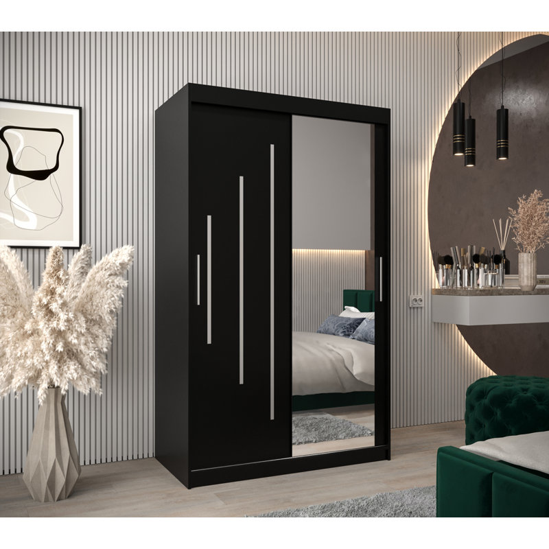 Aalayiah 2 Door Manufactured Wood Wardrobe, Black Matt