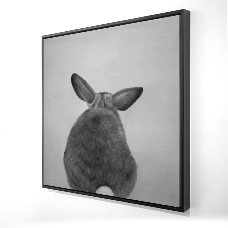 Little Rabbit from Behind | Monochrome Pet Canvas Decor