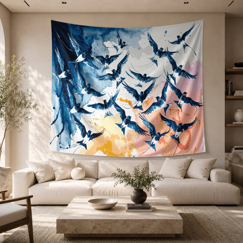 Tapisserie murale «Birds Welcome Swallow», 26" x 36"