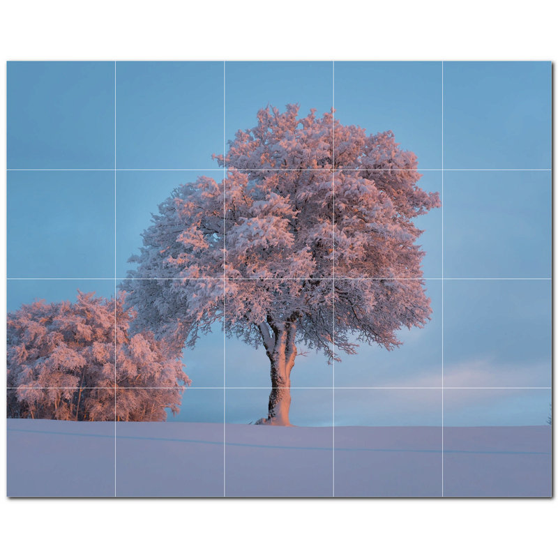 Murale décorative en céramique 8 po x 8 po Trees