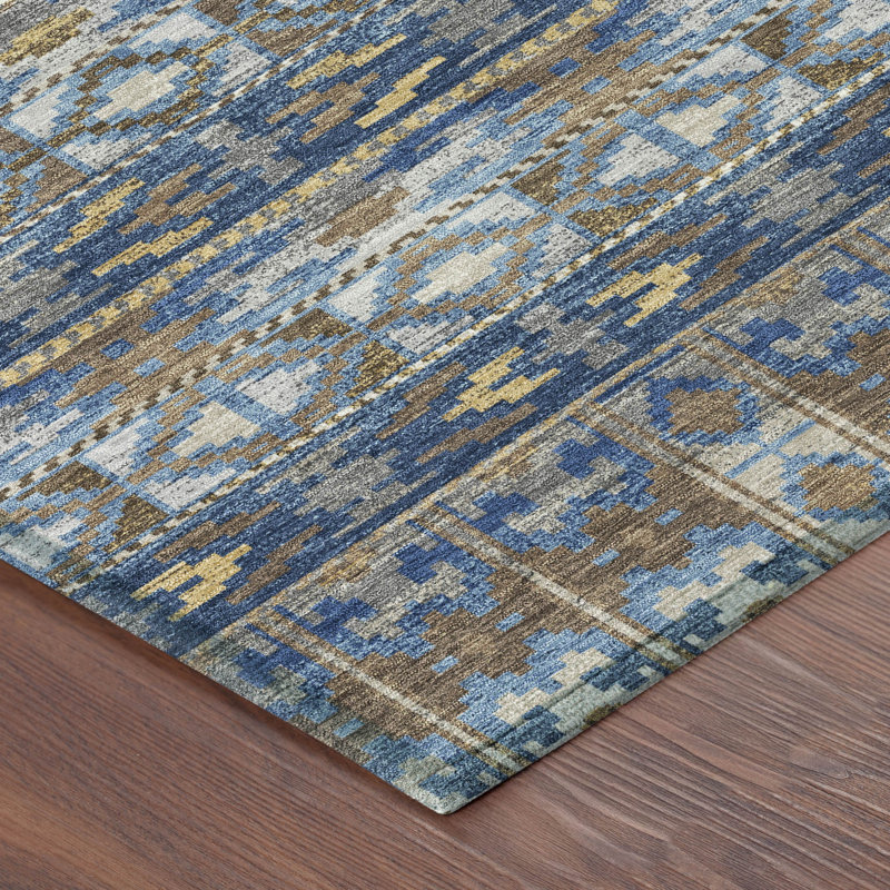 Tapis intérieur / extérieur lavable à la machine Chantille ACN2635, Marine, 10 pi x 14 pi