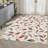 Washable Modern Botanical Rug Non-Slip Low Pile Leaf Pattern Foldable Stain Resistant Indoor Carpet Dining Room Red-74510147