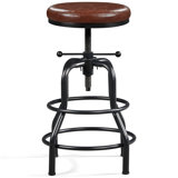Palmquist Swivel Upholstered Adjustable Height Counter Stool with Metal Frame