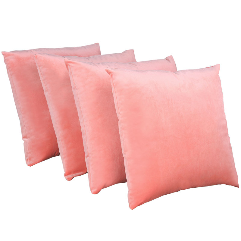 Rose Quartz 20" Square Polyester Microsuede Throw Pillow Covers
