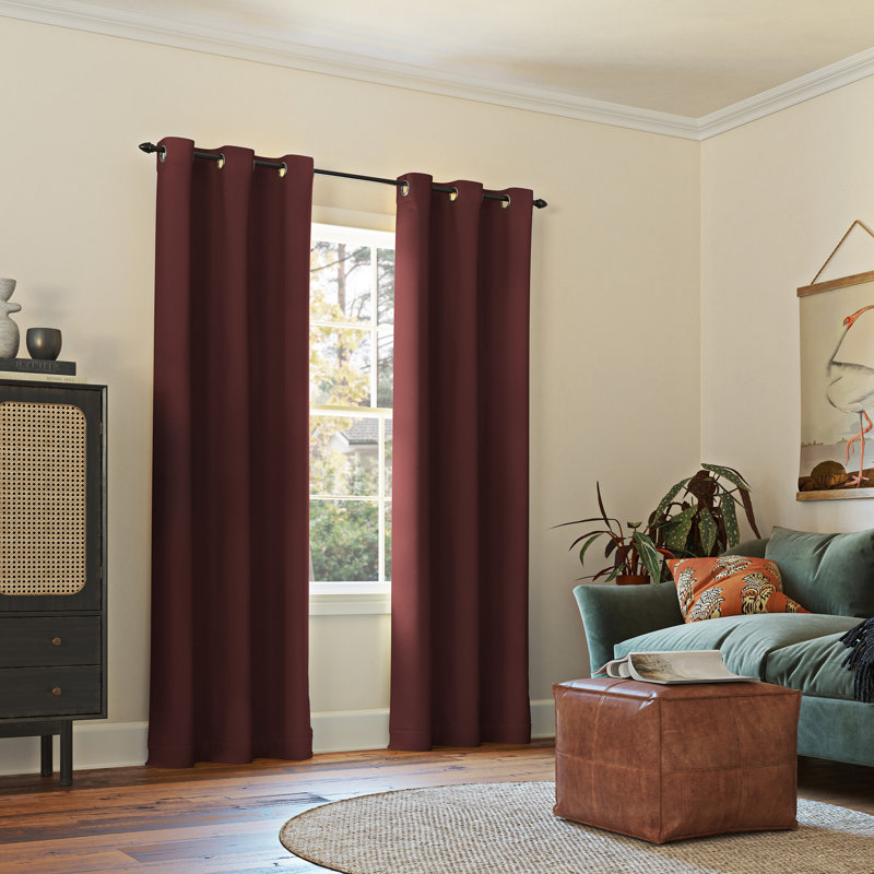 Panneau de rideau occultant avec œillets Burrier Wayfair Basics, L 54 po x L 95 po, Rouge vin