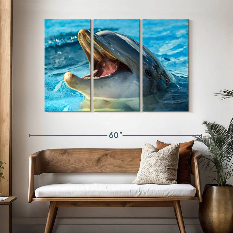Brampt Smiling Playful Dolphin, 32" H x 50" W