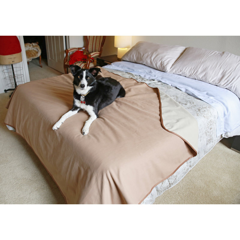 Waterproof Fleece Blanket for Dog, Reversible Sofa Cover, 60x80 inches, Brown/Beige