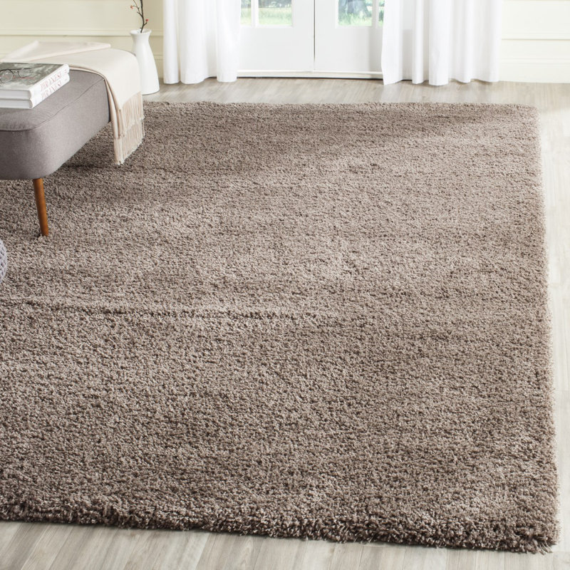 Luxurious Taupe Synthetic Shag Area Rug, 54" x 18"