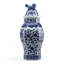 Blue and White Hexagonal Jar with Lid
