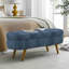 Banc de rangement repose-pieds ovale, pieds en bois d'hévéa-1558615063
