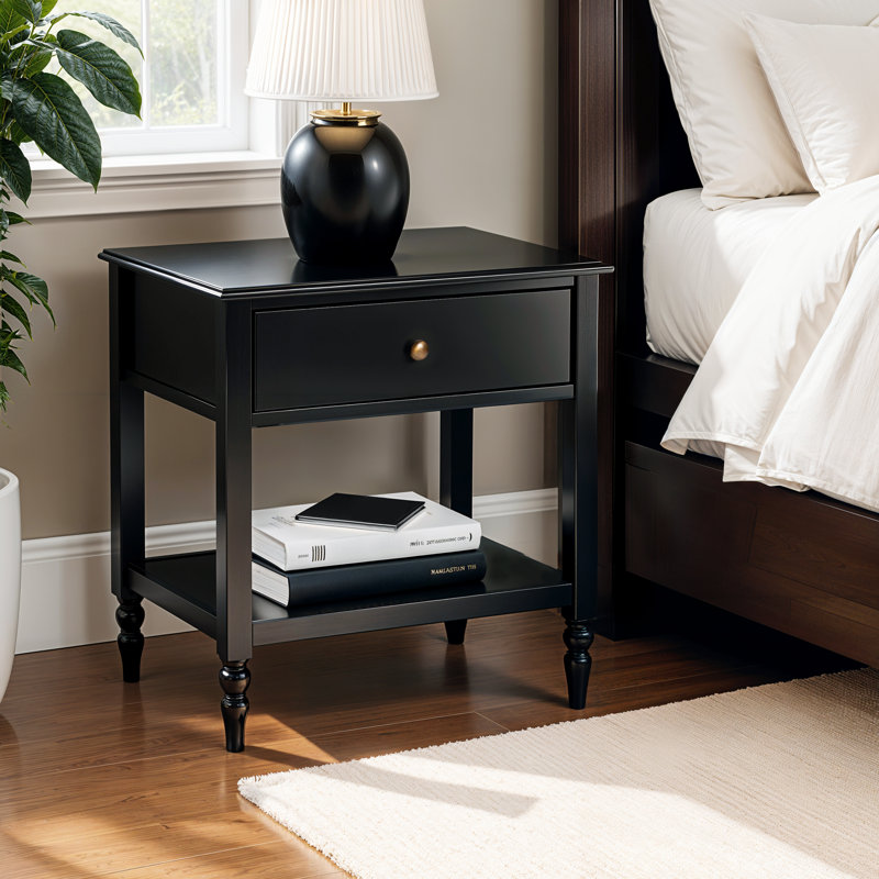 Ensor One Drawer Solid Wood Nightstand